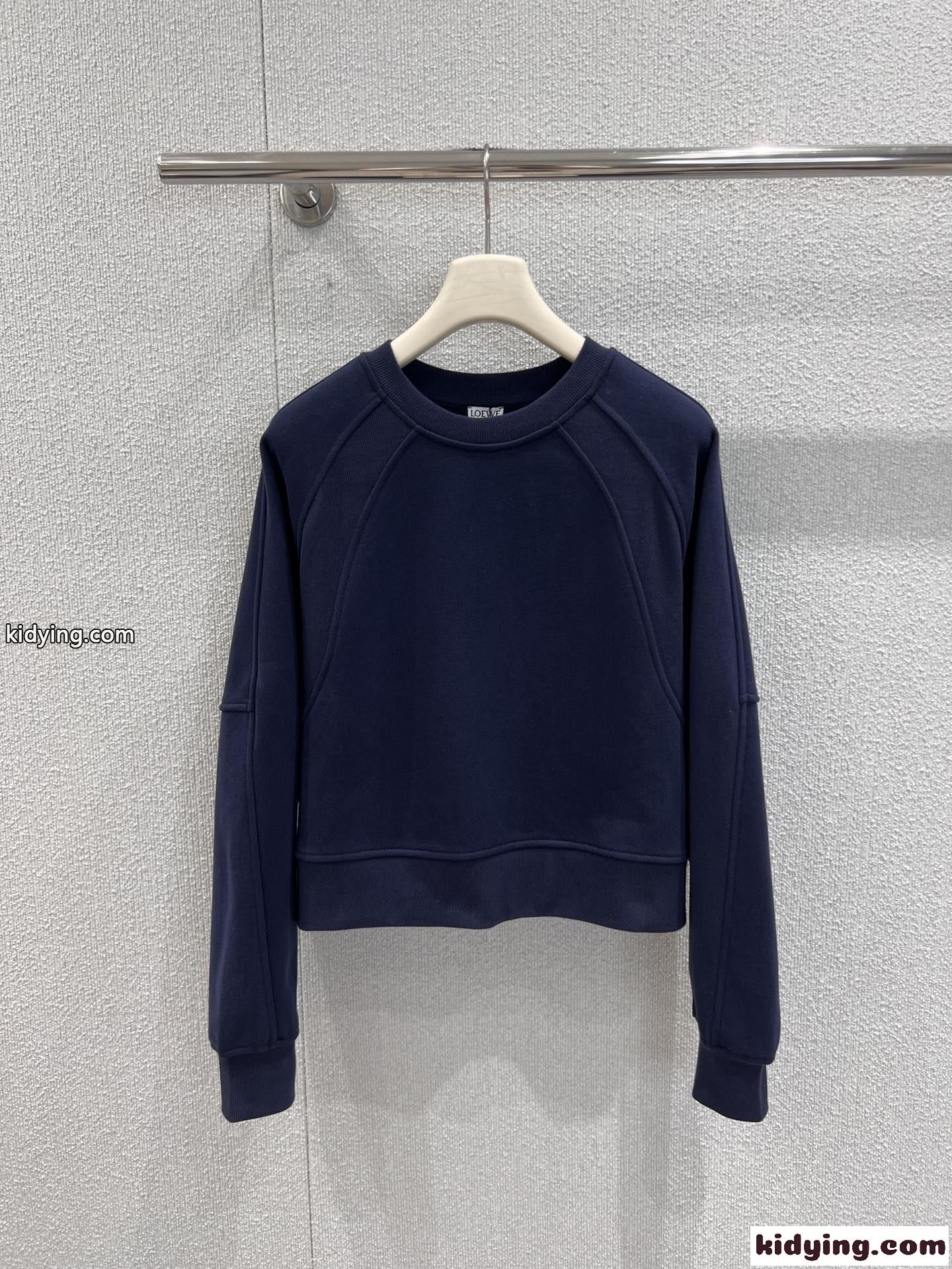 ロエベ Tシャツ コピー カジュアル クロップド スウェットシャツ ネイビー-1