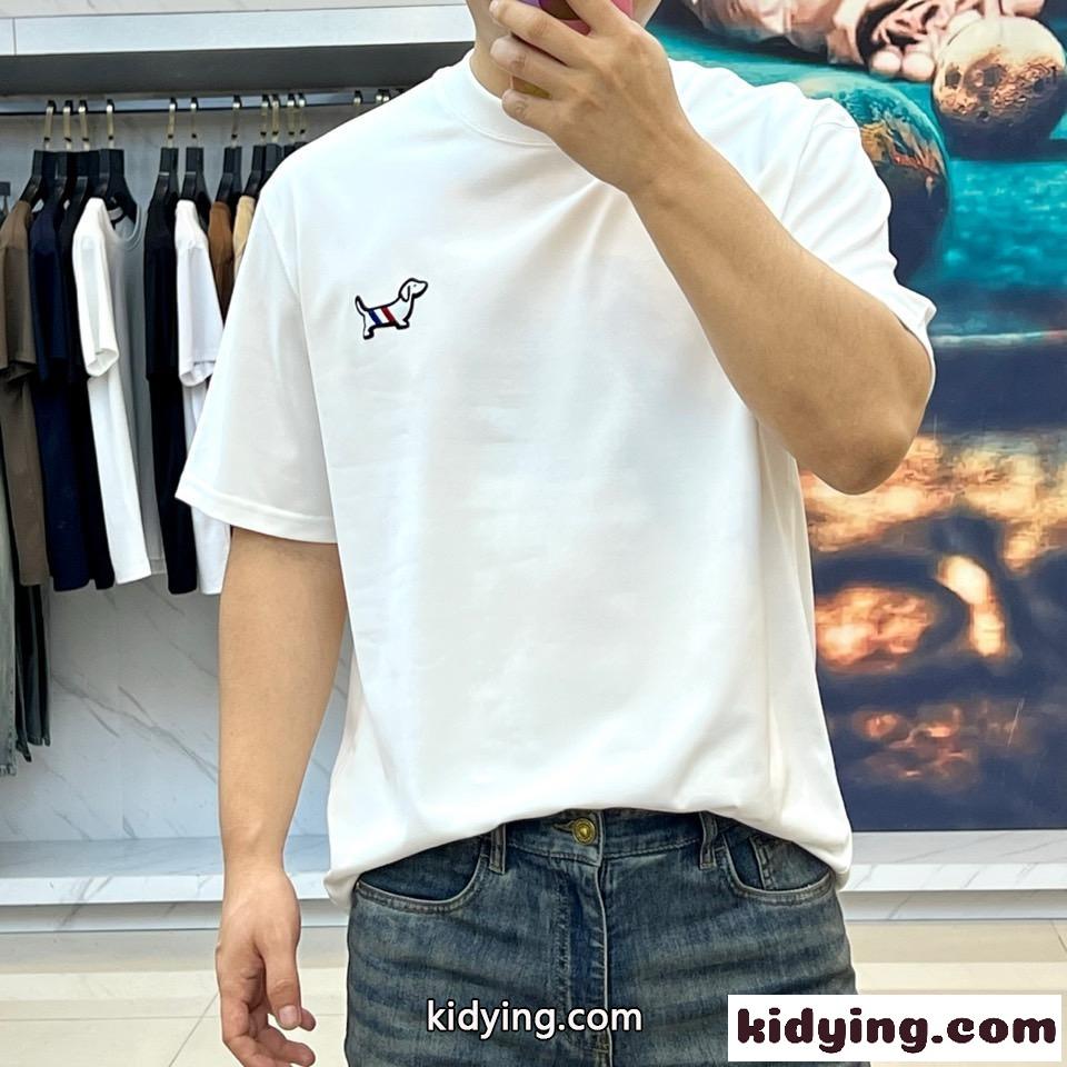 シンプル 刺繍入り トムブラウン Tシャツ コピー クルーネック 半袖Tシャツ ホワイト-1