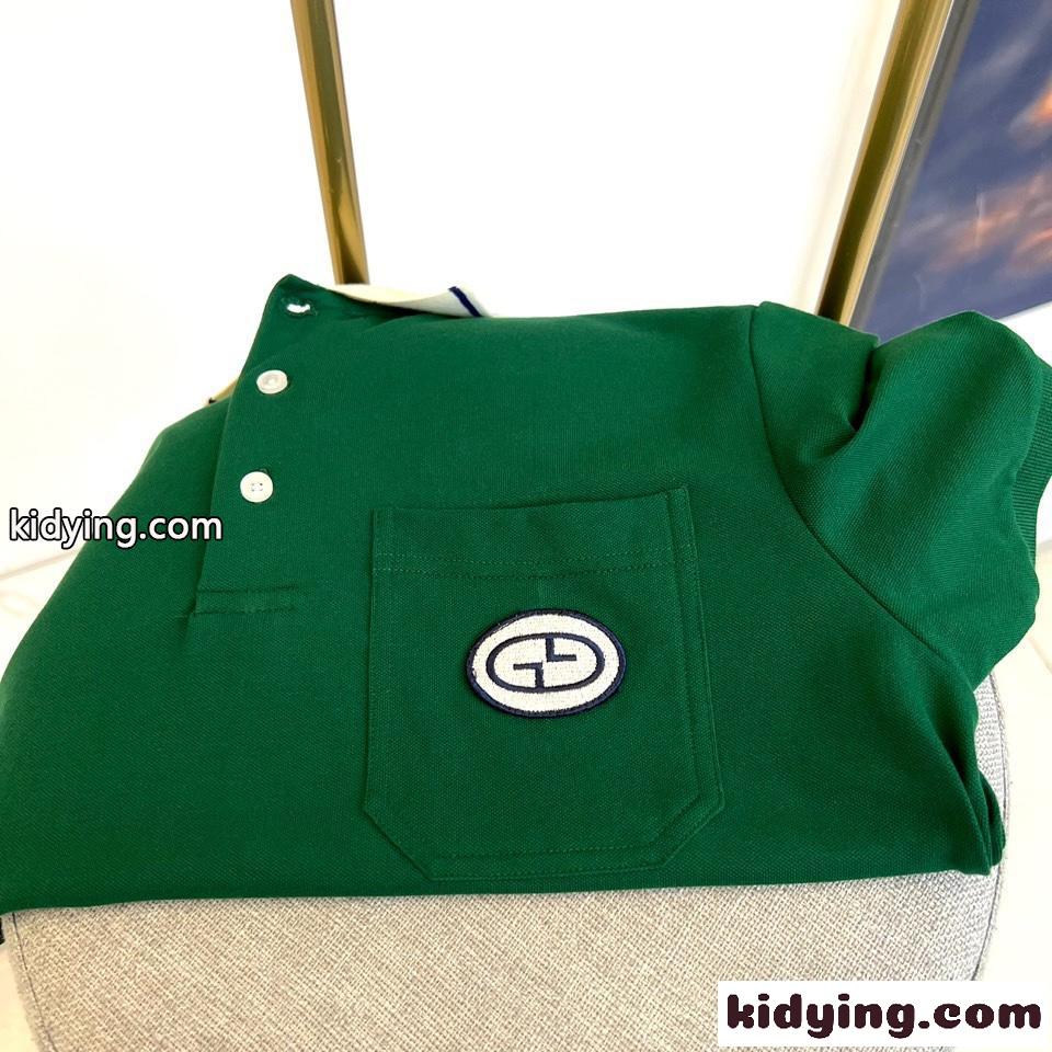 GG パッチ付き コットン ポロシャツ グッチ 半袖Tシャツ コピー グリーン-2