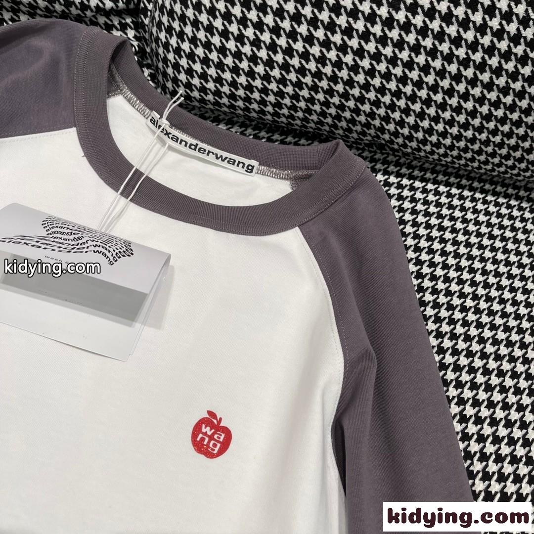 シンプル クルーネック 配色 ロゴ アレキサンダーワング Tシャツ コピー カジュアル 定番-2
