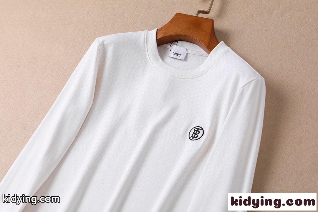 シンプル ファッション カジュアル バーバリー 長袖tシャツ メンズ コピー 裏起毛 プルオーバー ホワイト ブラック-3