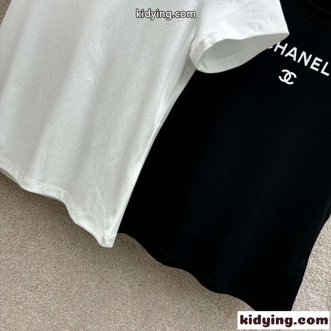 シンプル ロゴ クルーネック シャネル Tシャツ コピー 半袖Tシャツ 合わせやすい-3