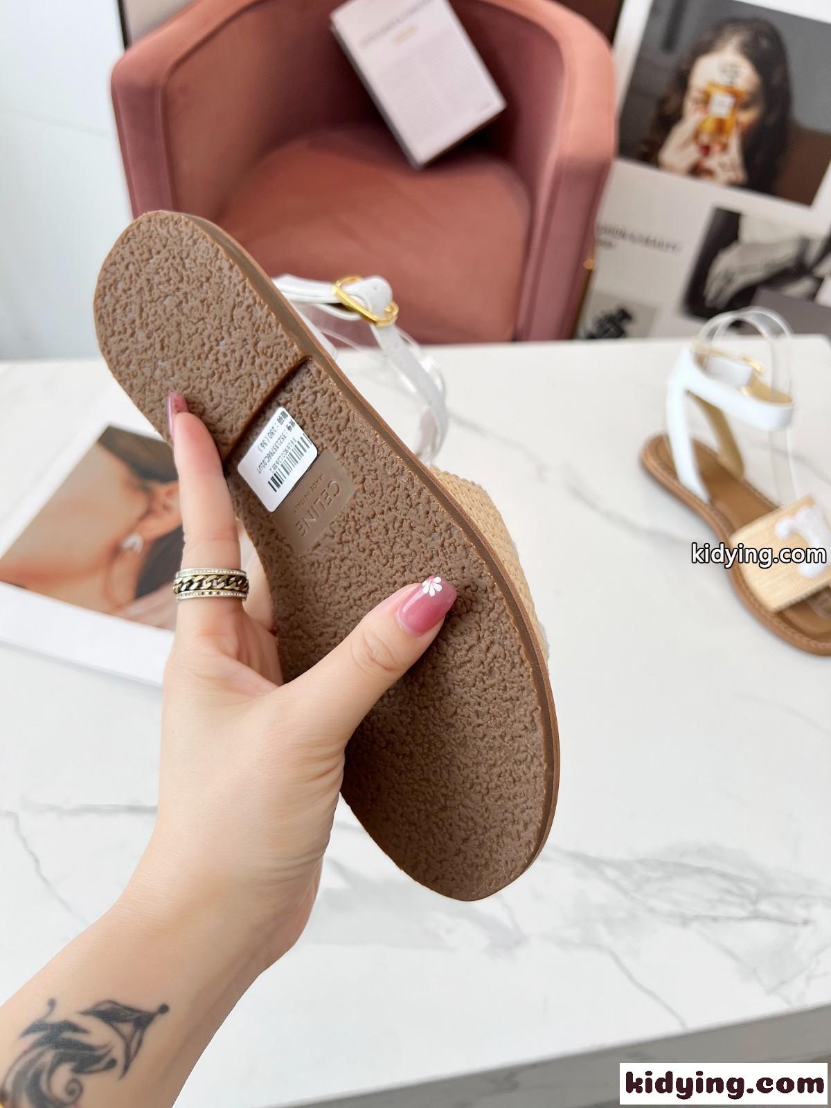 セリーヌ サンダル コピー レディース CELINE リンピア フラット ストラップサンダル-4