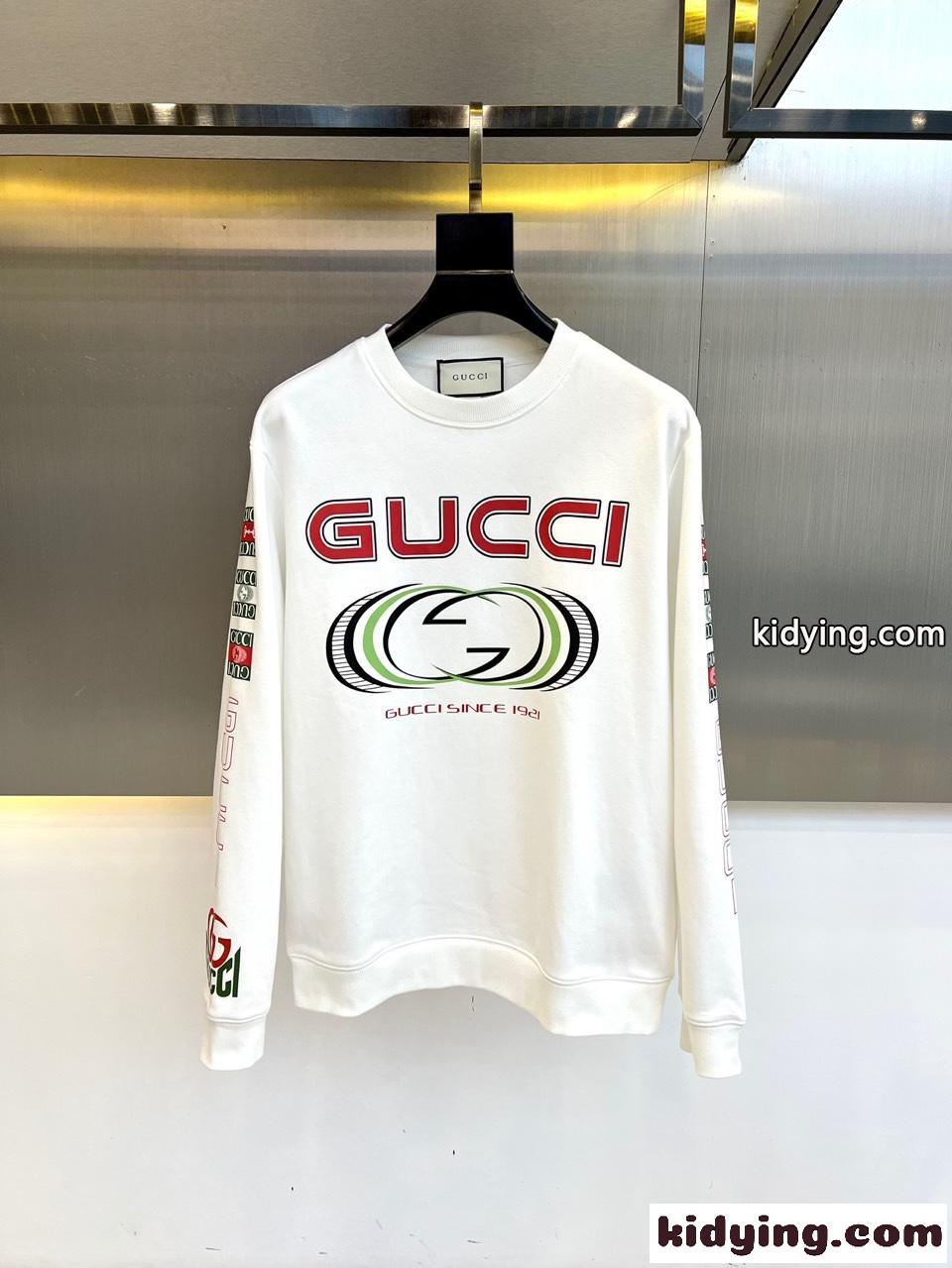 ロゴプリントが目を引く カジュアル スウェットシャツ グッチ Tシャツ コピー ホワイト-1
