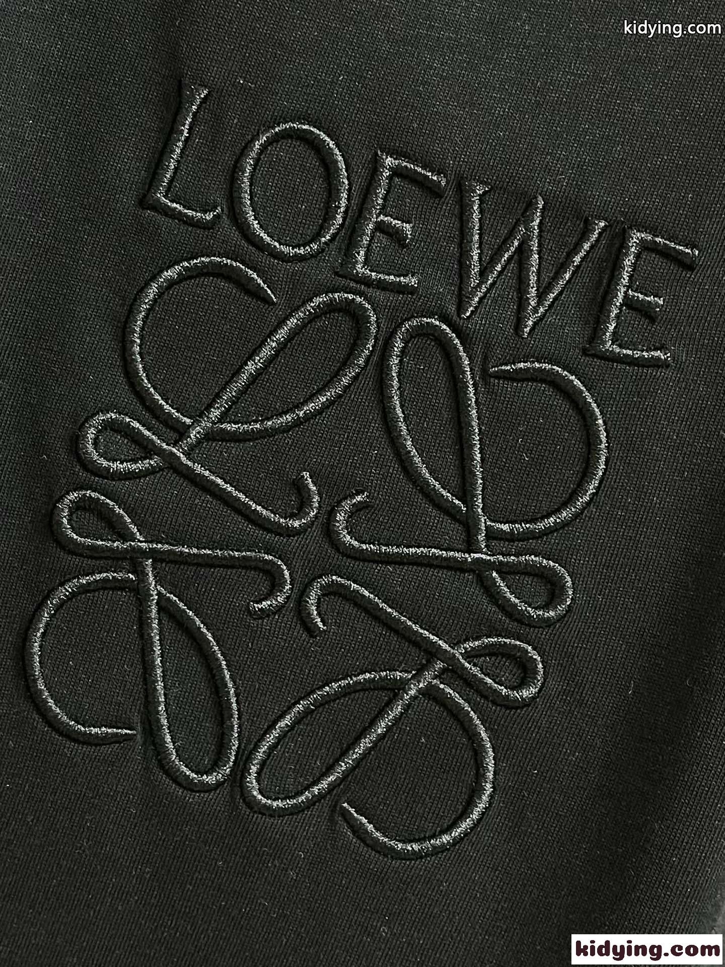 シンプル ロエベ Tシャツ 偽物 アナグラム 刺繍入り 半袖Tシャツ ブラック-2