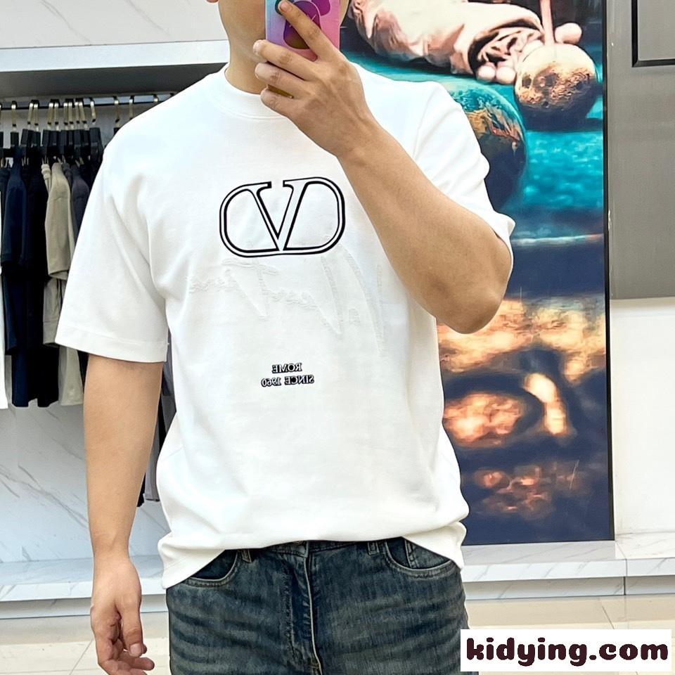 カジュアル クルーネック 半袖Tシャツ ヴァレンティノ Tシャツ 偽物 コットン ホワイト-0