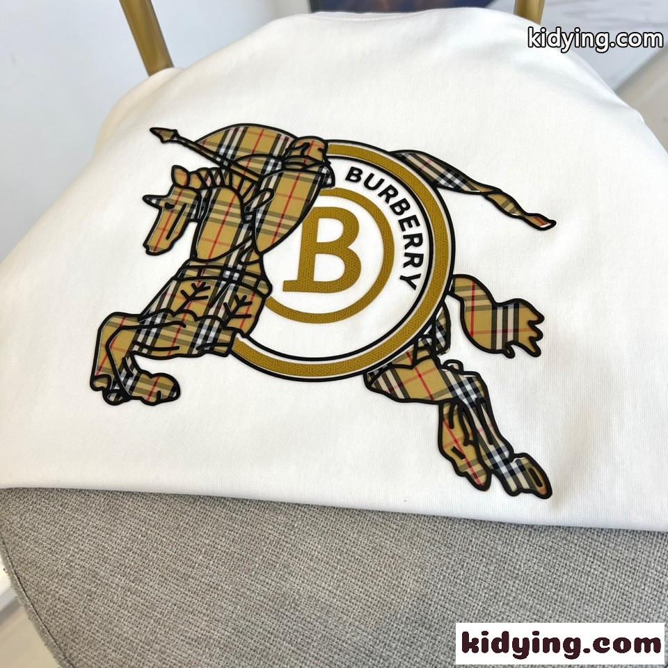 コットン ロゴ入り 半袖Tシャツ バーバリー Tシャツ 偽物 クルーネック ホワイト-2