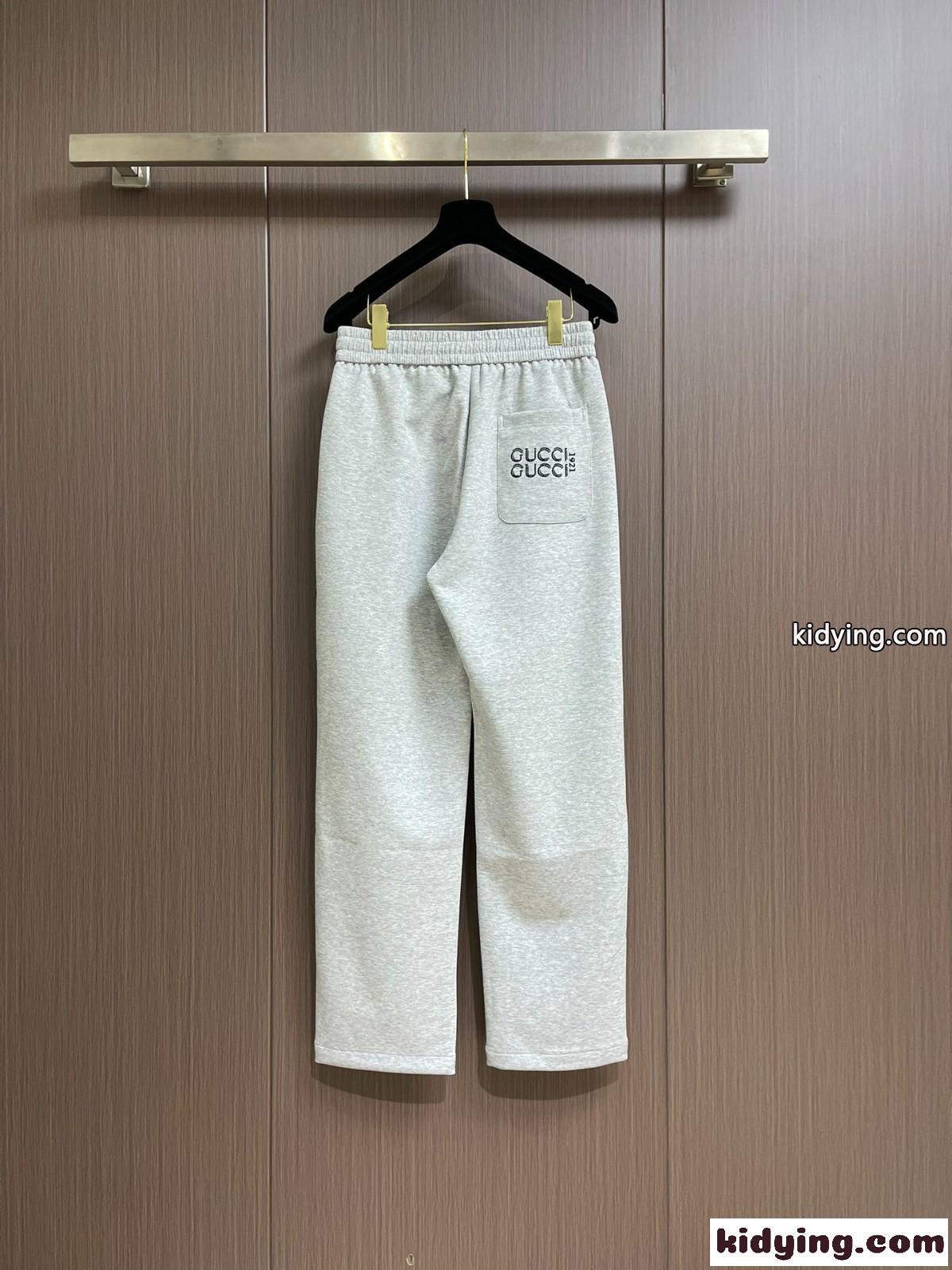 カジュアル 快適 刺繍入り スウェットパンツ グッチ パンツ コピー グレー-0