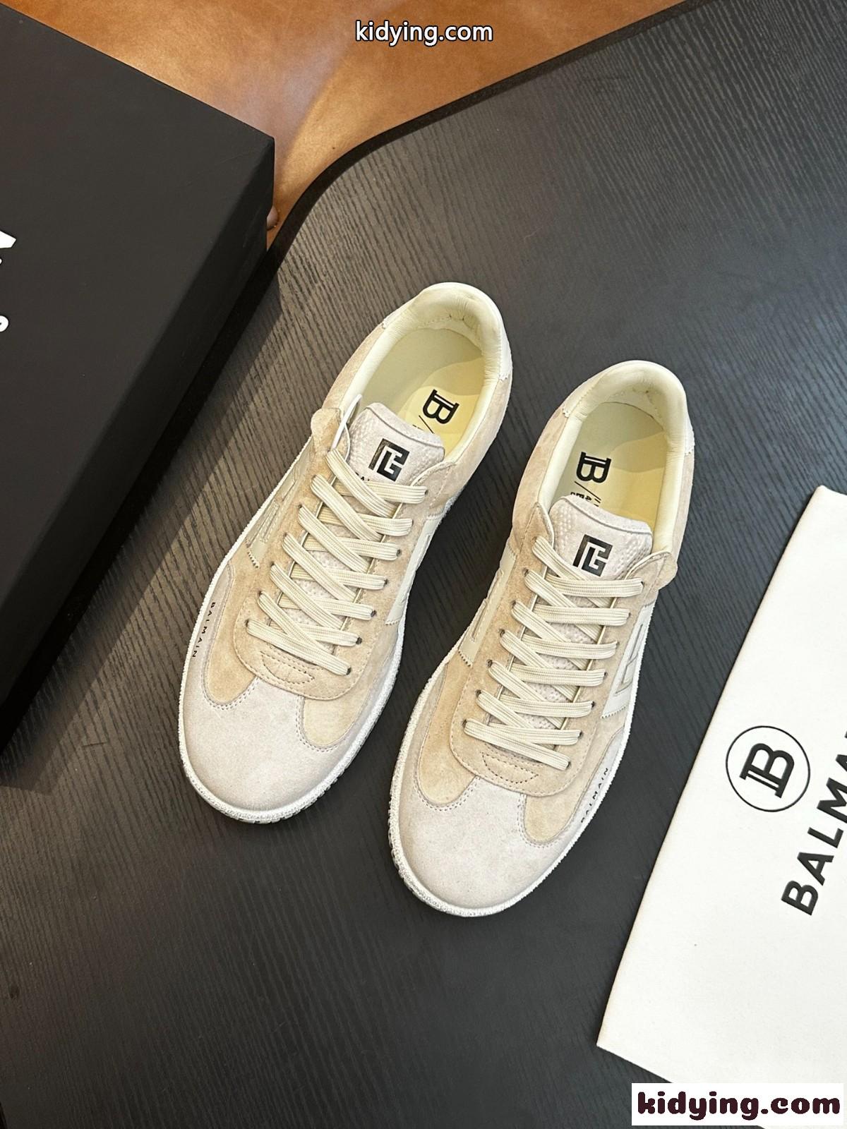Balmain Swan スエードスニーカー 定番 カジュアル バルマン スニーカー スーパーコピー-2