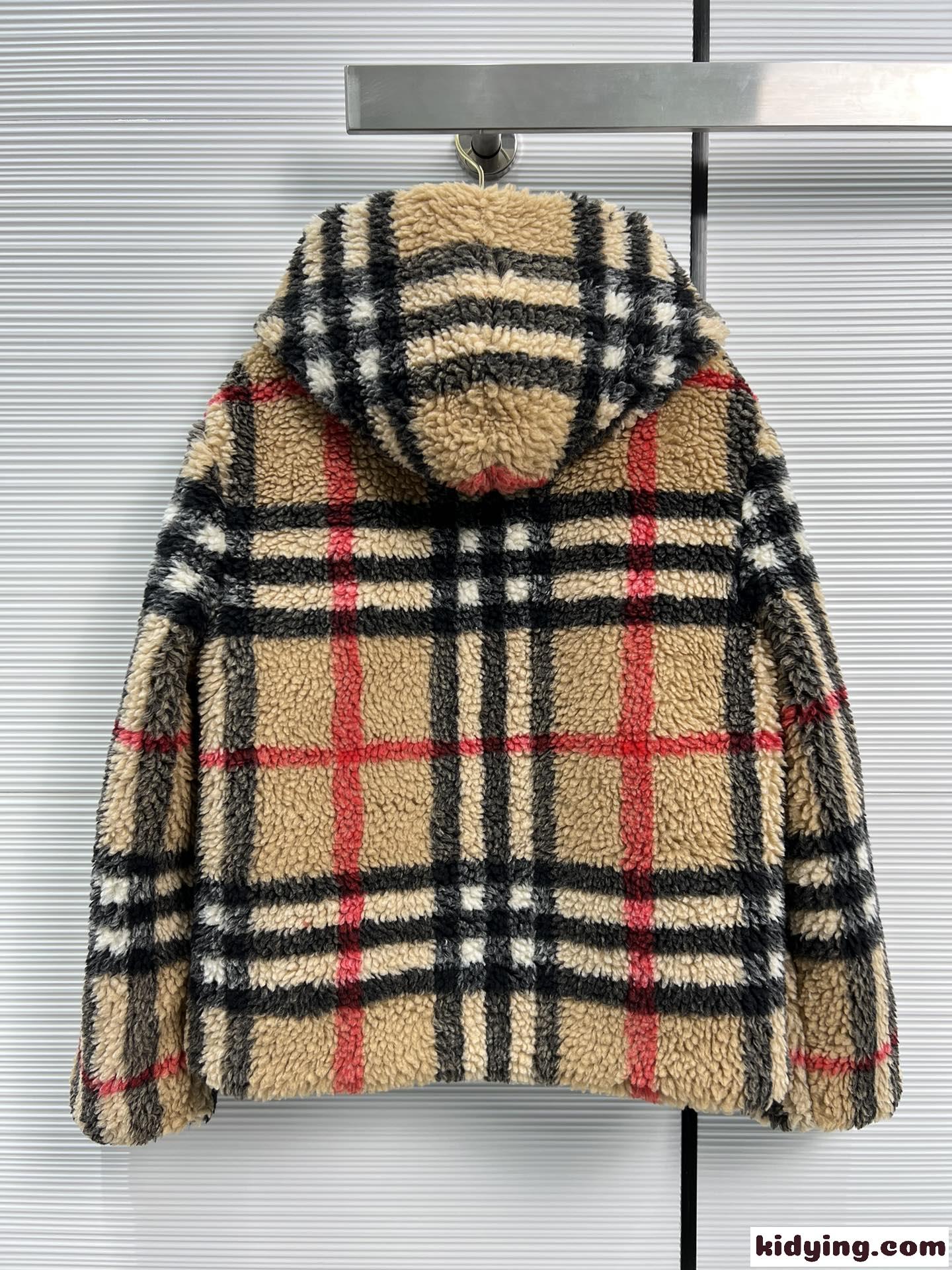 チェック フリース フーデッドジャケット バーバリー ジャケット コピー-5