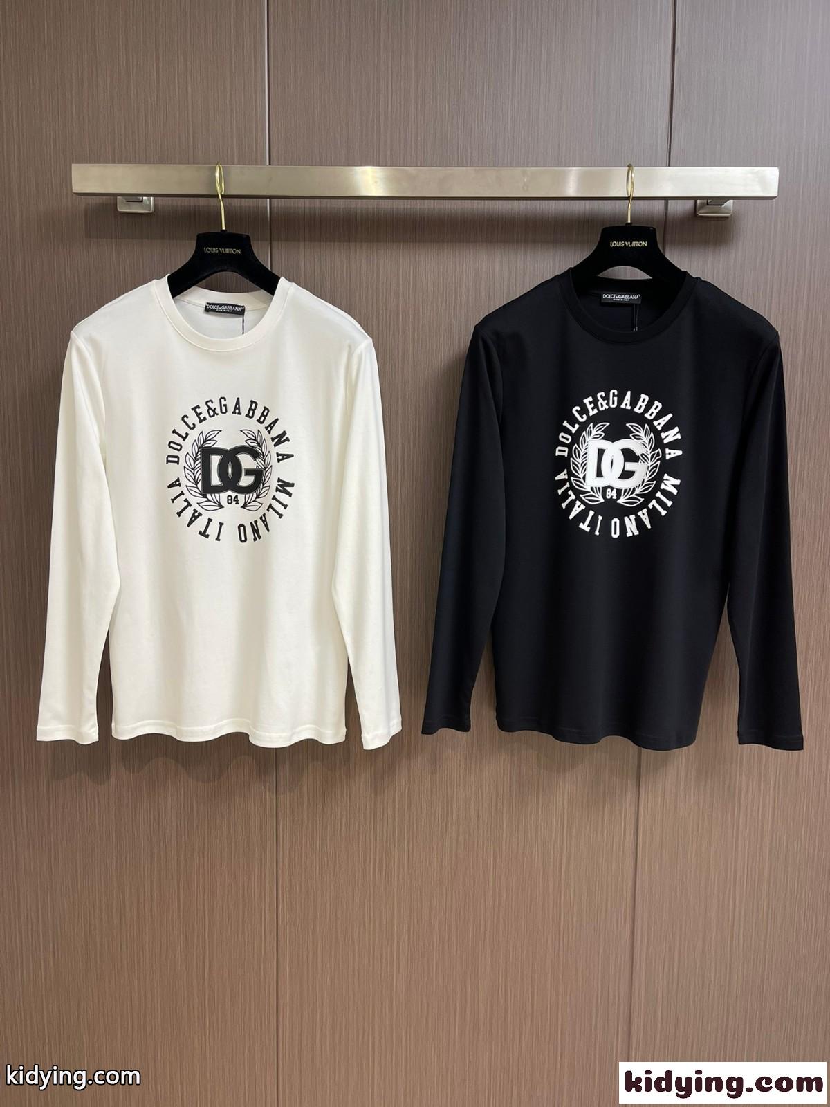 シンプル ロゴプリント 長袖Tシャツ ドルチェ&ガッバーナ Tシャツ コピー コットン-0