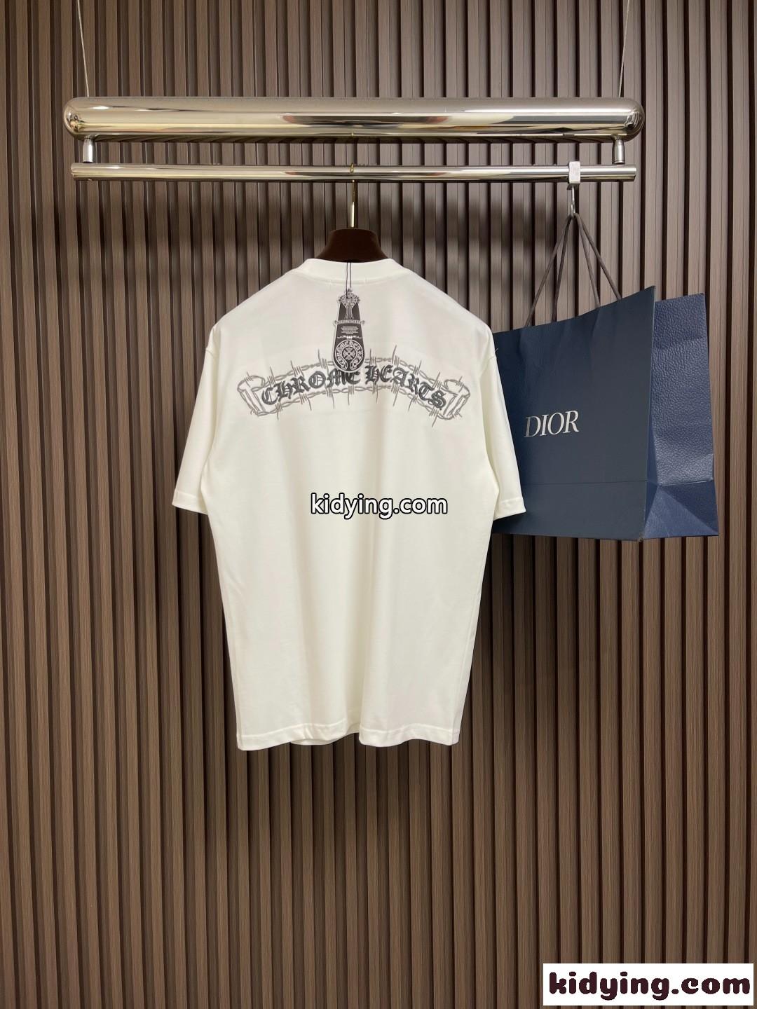 カジュアル 刺繍入り クロムハーツ Tシャツ 偽物 コットン クルーネック-0