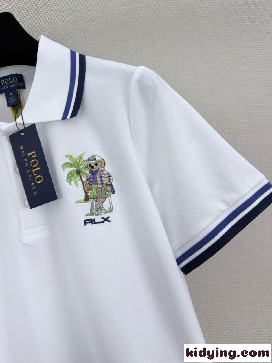 カジュアル 可愛い ポロベア コットン ポロシャツ ラルフローレン Tシャツ 偽物 ホワイト-2