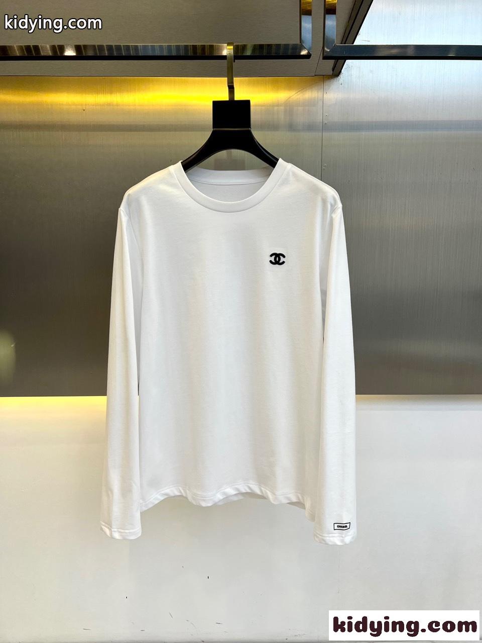 シャネル Tシャツ 偽物 カジュアル 快適 コットンジャージー 長袖Tシャツ ホワイト-0