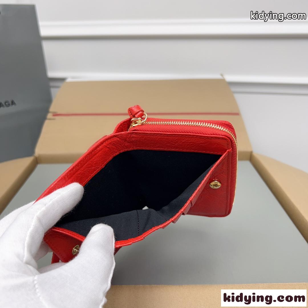 上品 高級感 コンパクトウォレット バレンシアガ 財布 コピー 二つ折り財布 レッド-5