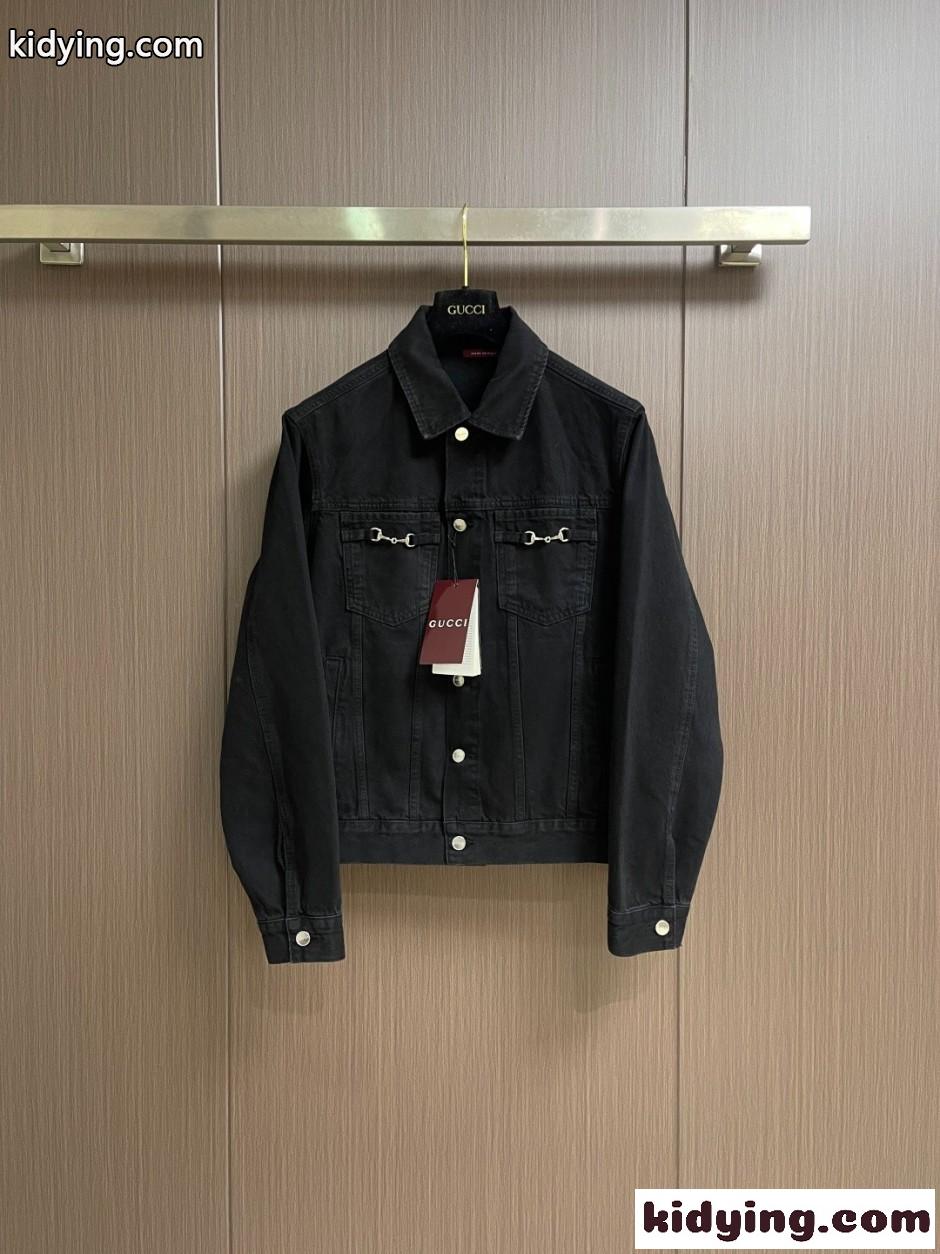 カジュアル ホースビット デニムジャケット グッチ ジャケット 偽物 ブラック-1