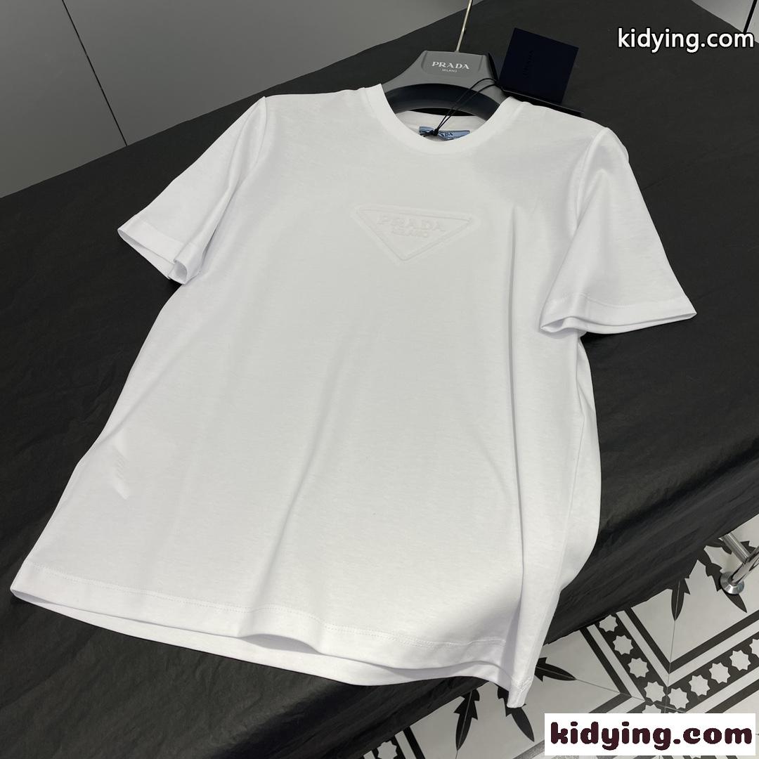 ベーシック クルーネック ロゴ入り 半袖Tシャツ プラダ Tシャツ コピー ユニセックス-1